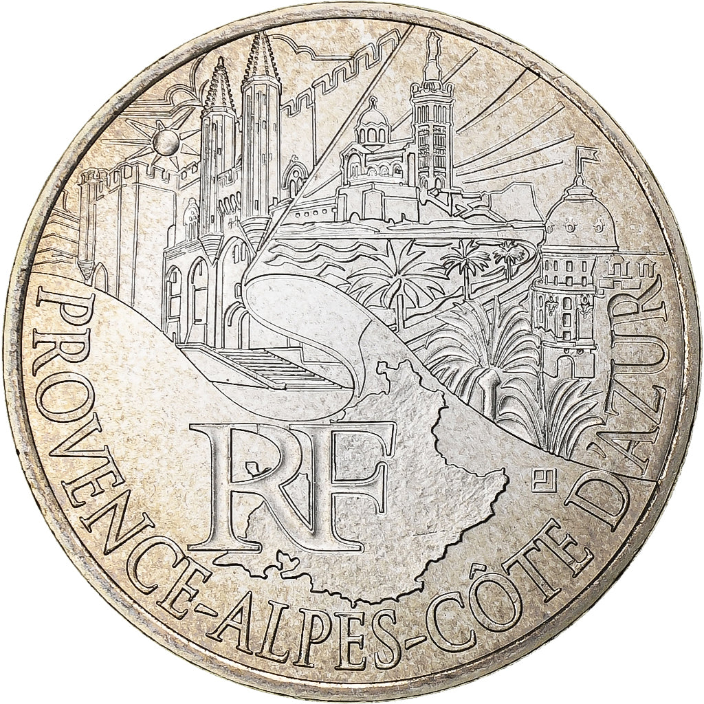 France, 10 Euro, Provence-Alpes-Côte d'Azur, 2011, Pessac, Silver, MS(60-62)