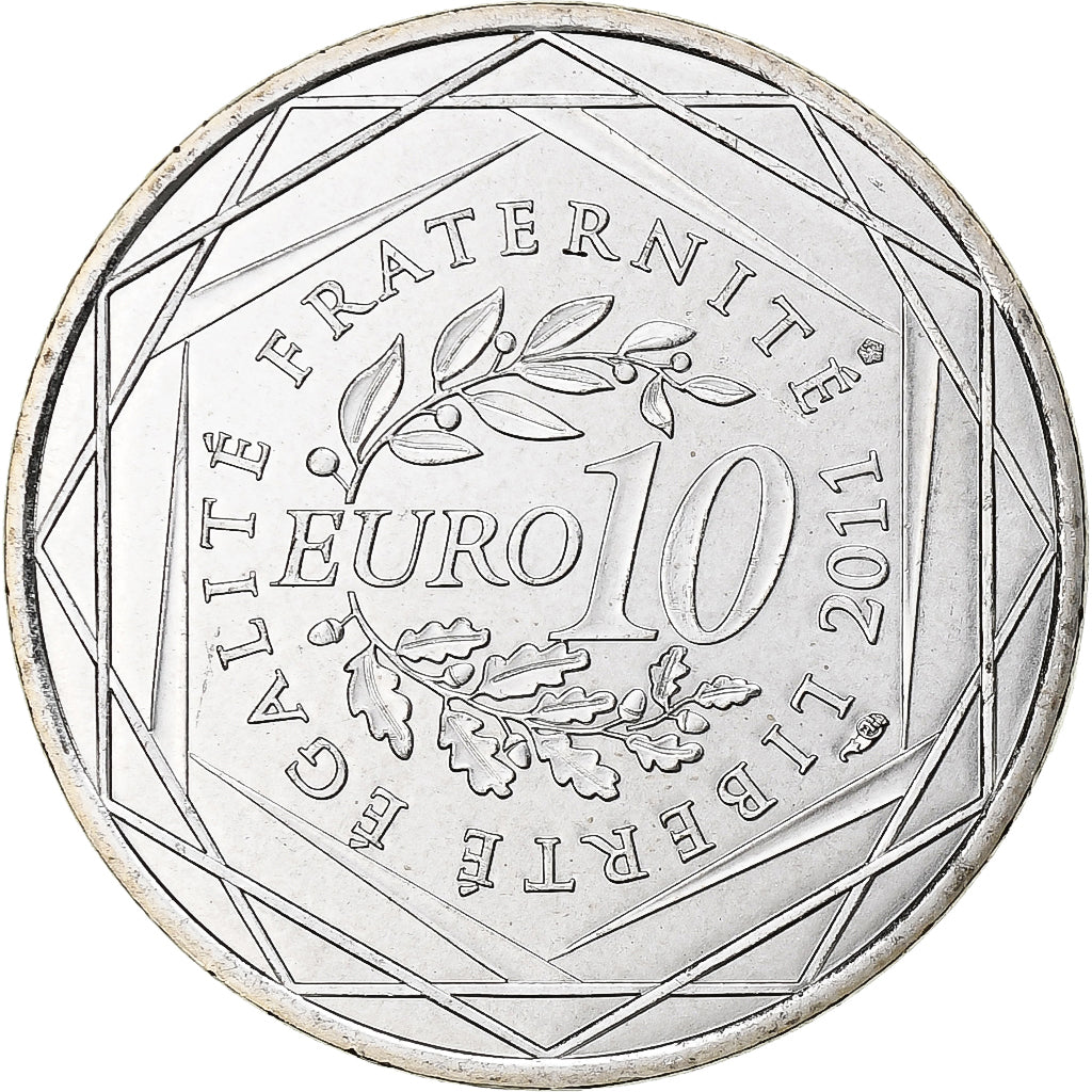 France, 10 Euro, Provence-Alpes-Côte d'Azur, 2011, Pessac, Silver, MS(60-62)
