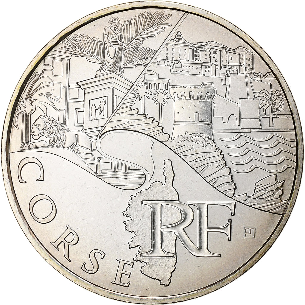France, 10 Euro, Corse, 2011, Pessac, Silver, MS(63)