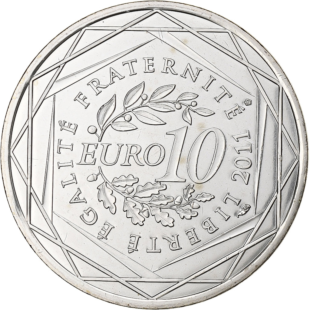 France, 10 Euro, Corse, 2011, Pessac, Silver, MS(63)