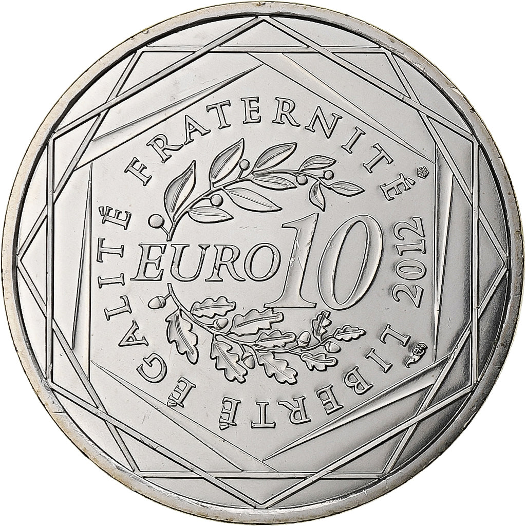 France, 10 Euro, Guadeloupe, 2012, Pessac, Silver, MS(63)