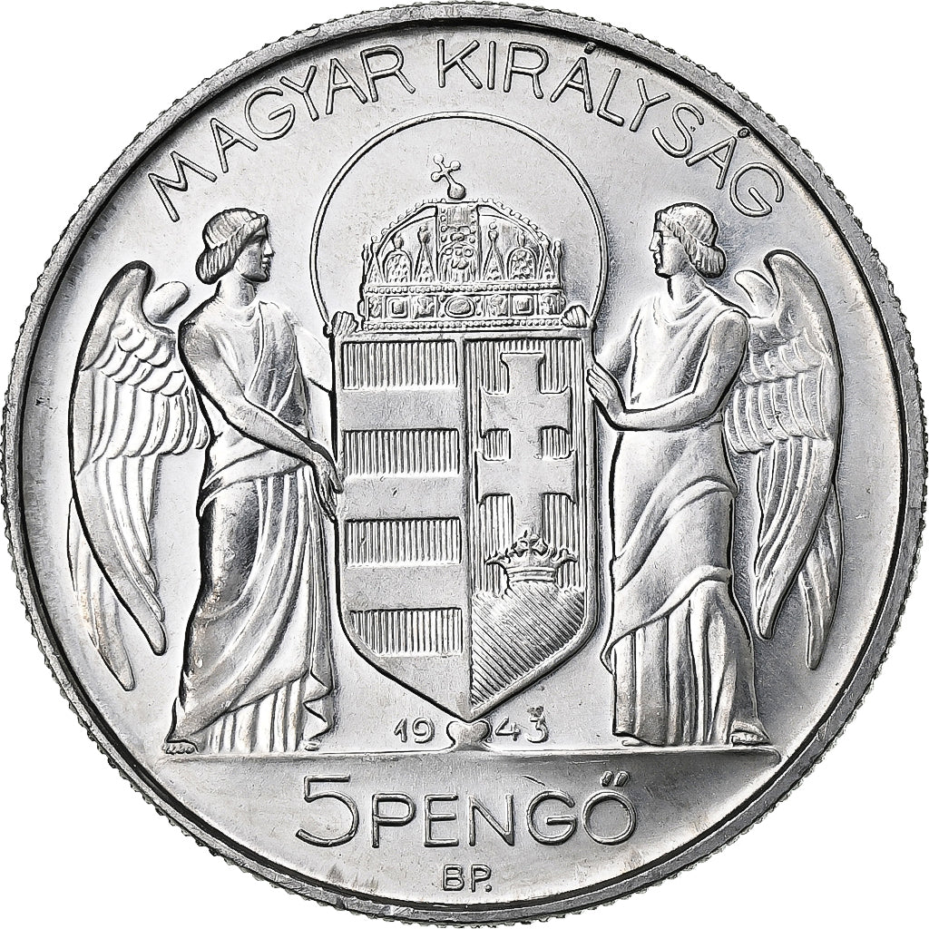 Hungary, 5 Pengö, 1943, Budapest, Aluminum, AU(55-58)