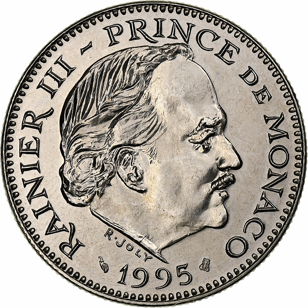 Monaco, Rainier III, 5 Francs, 1995, Pessac, Copper-nickel, MS(60-62)