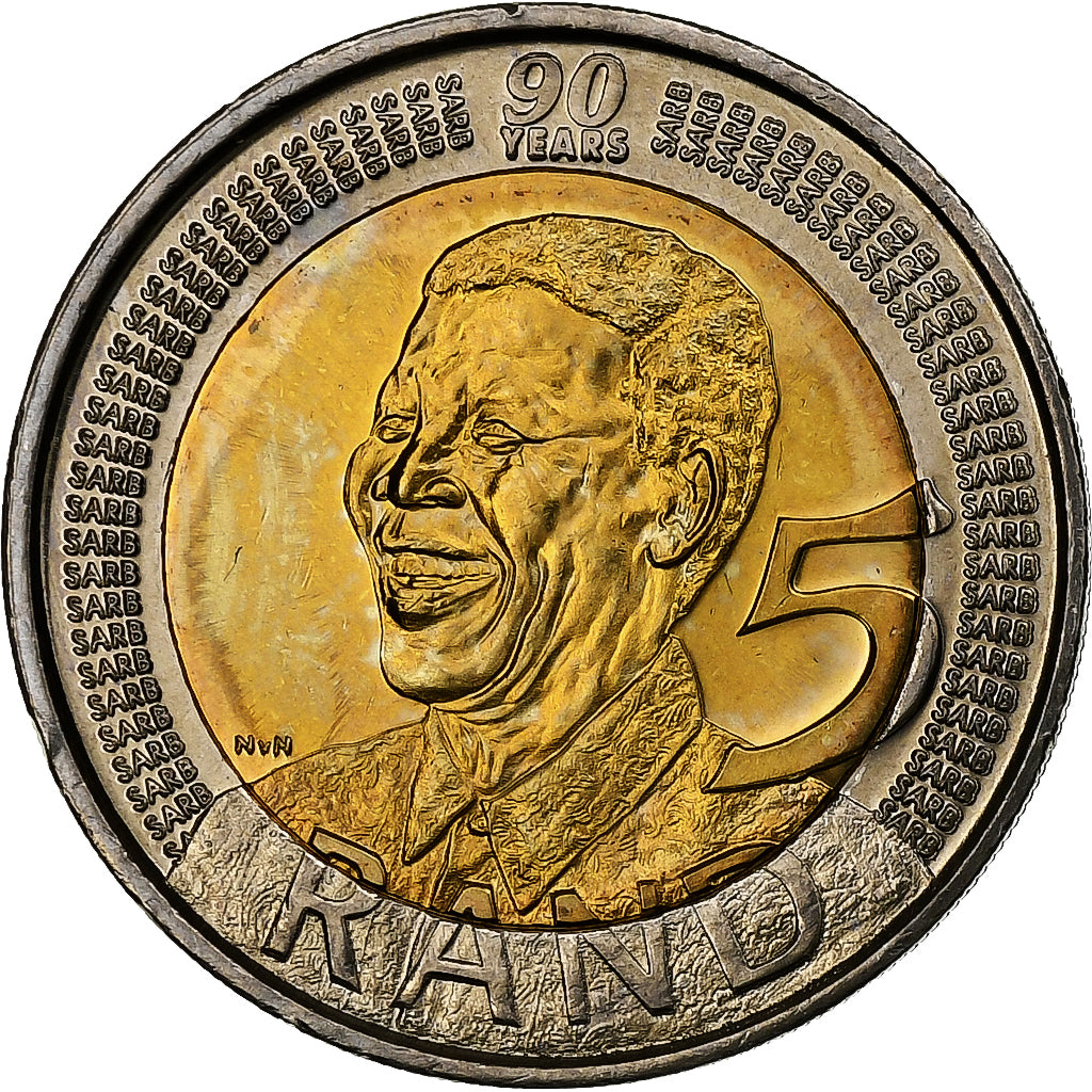 South Africa, 5 Rand, 2008, Bi-Metallic, AU(55-58)