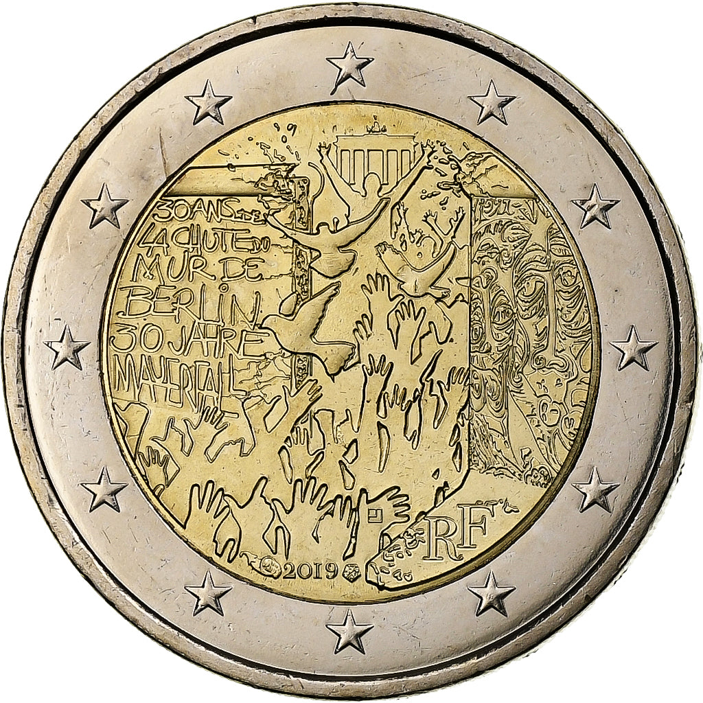 Frankreich, 2 Euro, 30th Anniversary, Fall of the Berlin Wall, 2019, Pessac