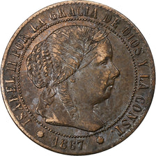 Spanje, Isabel II, 1/2 Centimo, 1867, Madrid, Bronzen, ZF+