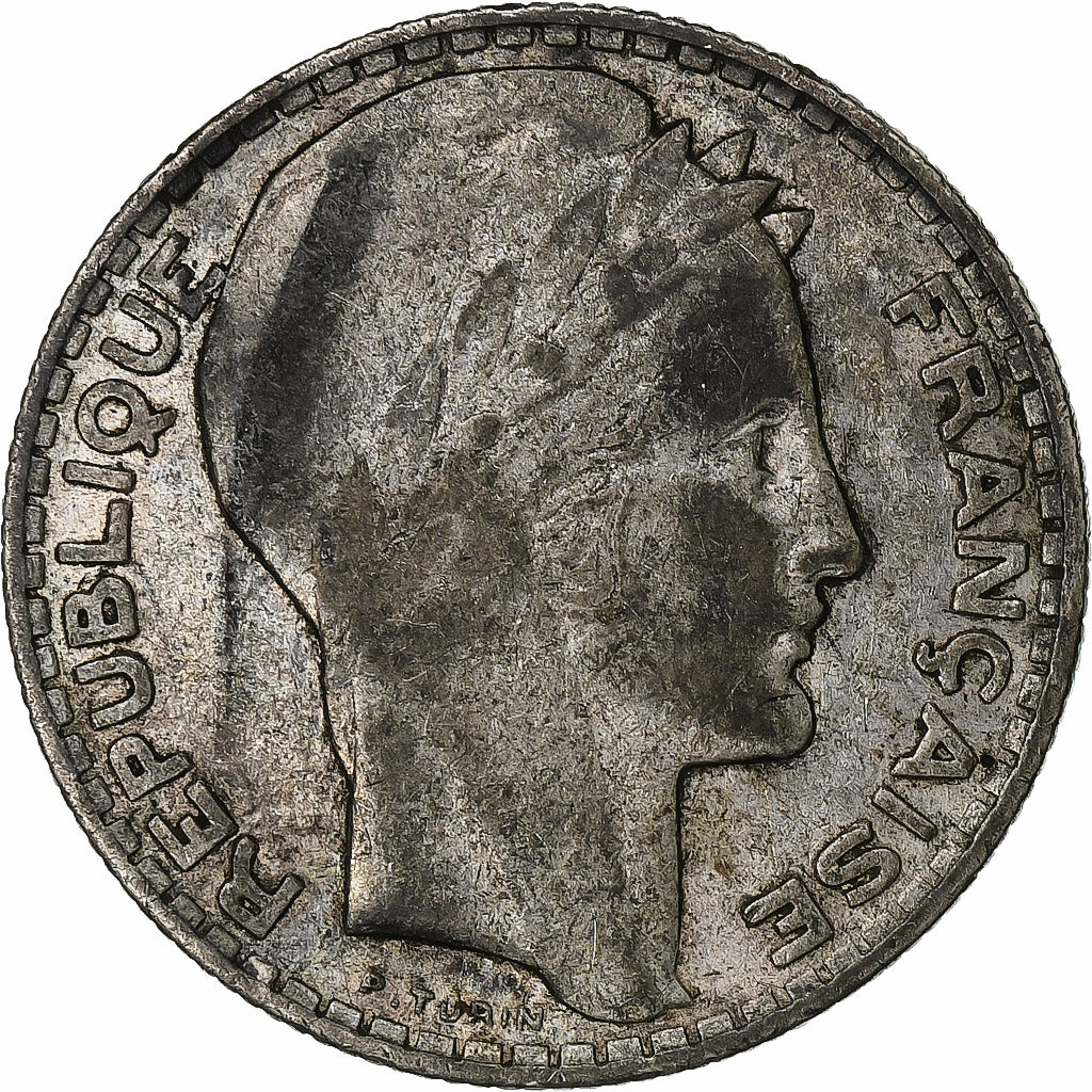 Francia, 10 Francs, Turin, 1930, Paris, Plata, BC+