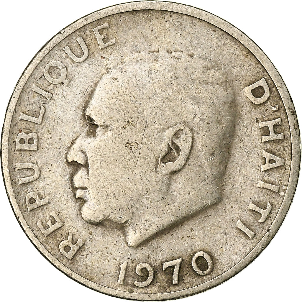 Haiti, 10 Centimes, 1970, Philadelphia, Nickel brass, VF(20-25)