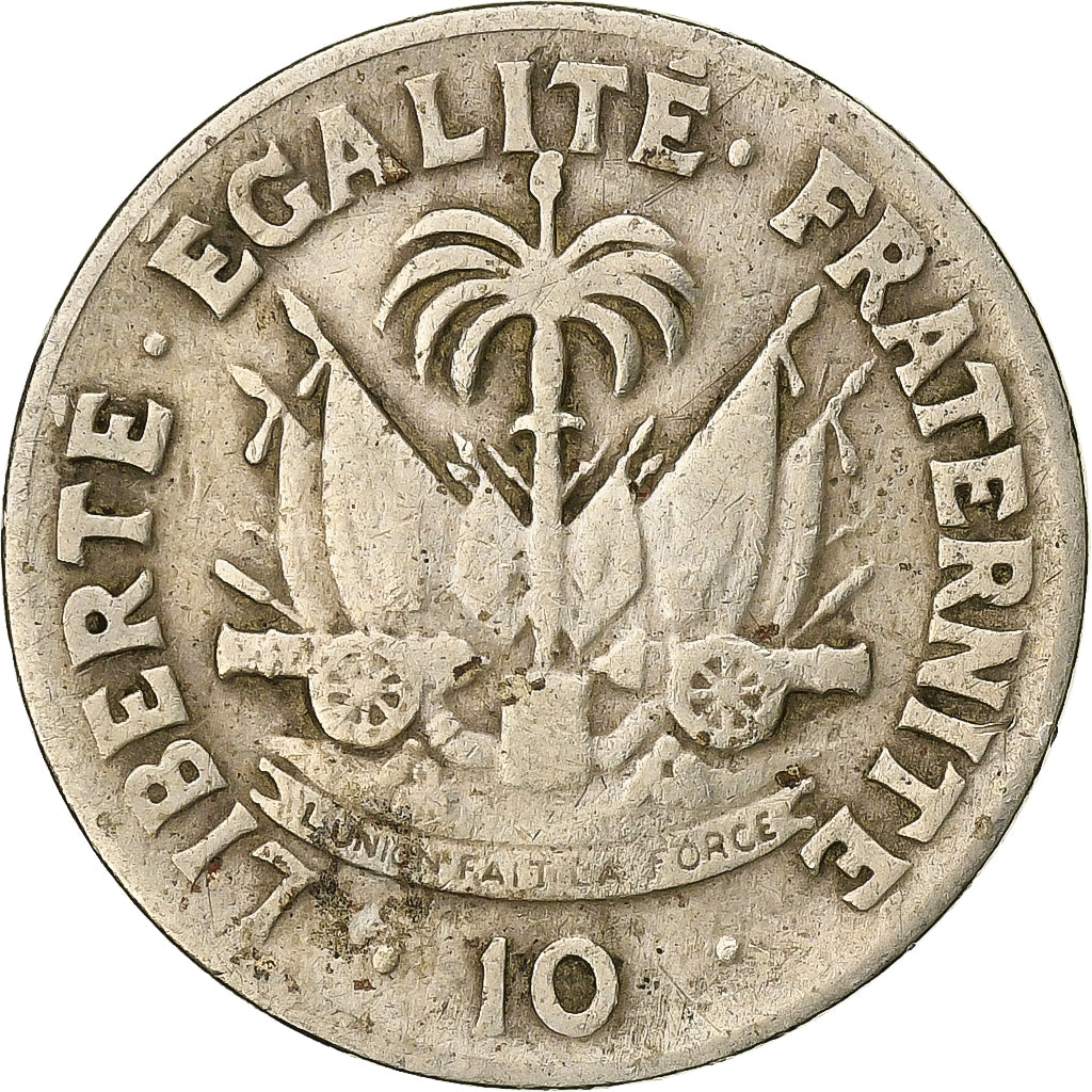 Haiti, 10 Centimes, 1970, Philadelphia, Nickel brass, VF(20-25)