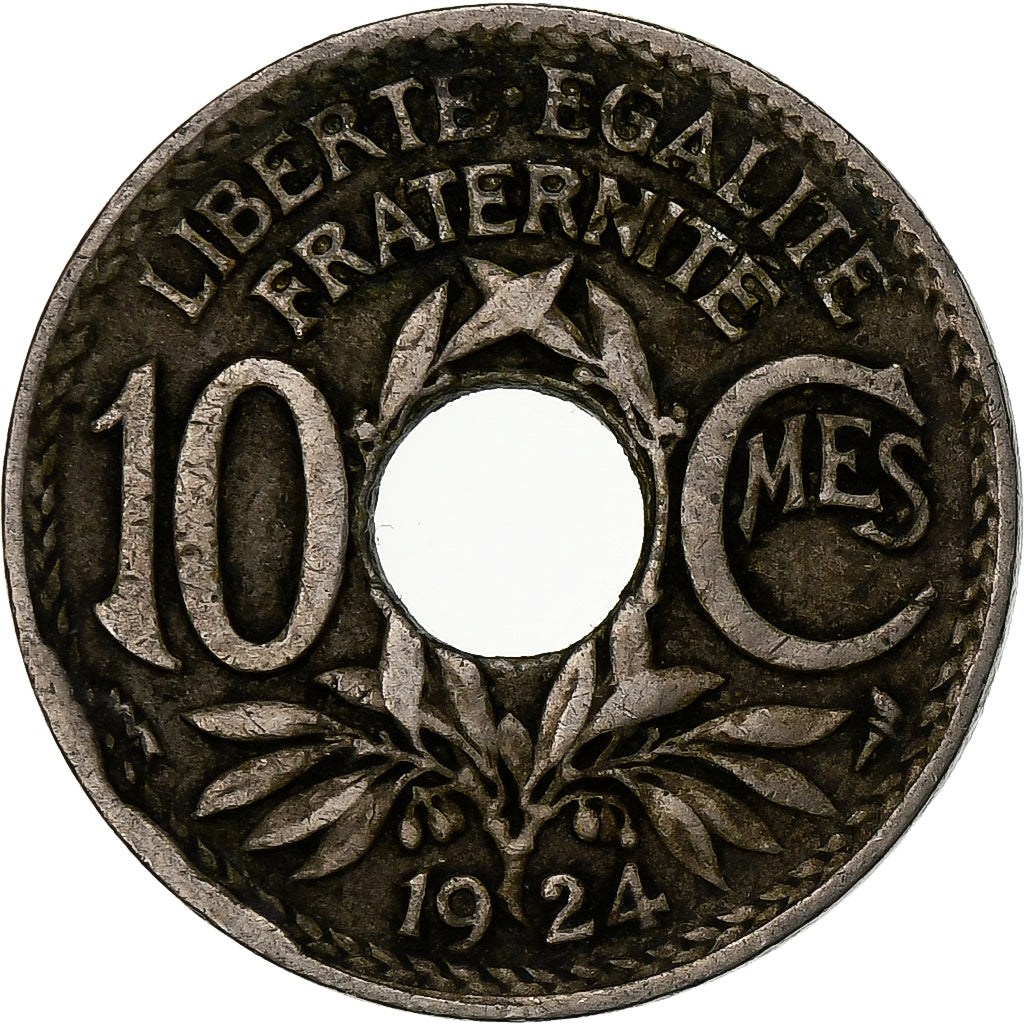 France, 10 Centimes, Lindauer, 1924, Paris, Copper-nickel, VF(20-25)