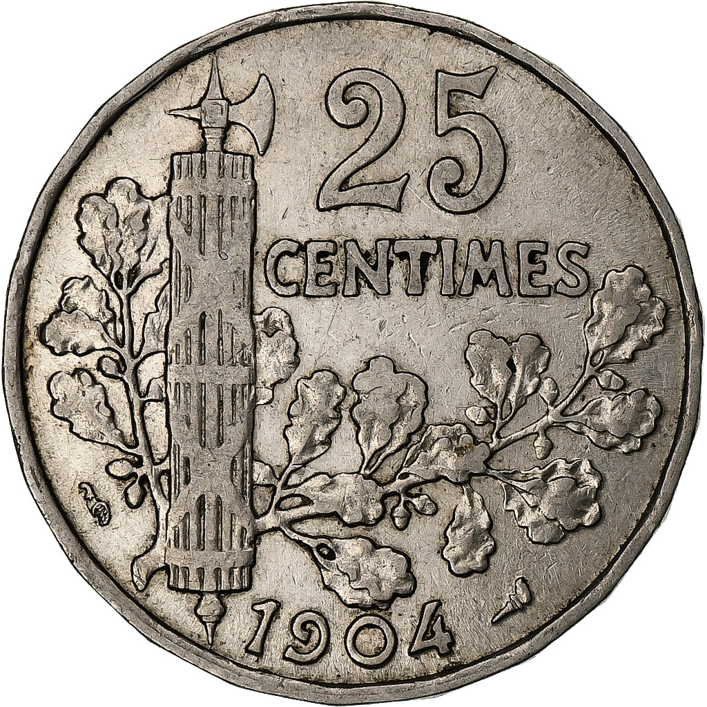 France, 25 Centimes, Patey, 1904, Paris, Nickel, TTB