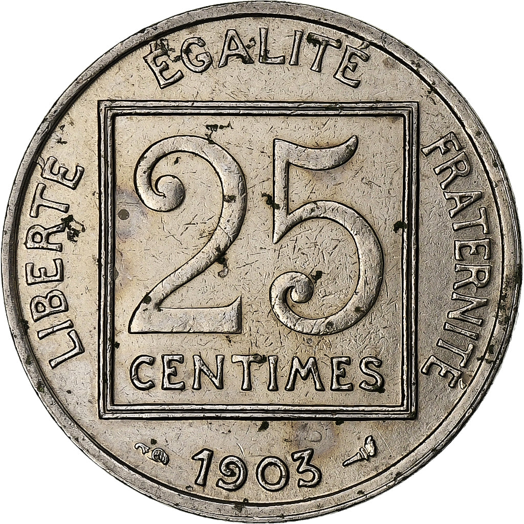 Francia, 25 Centimes, Patey, 1903, Paris, Nichel, BB