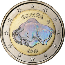 Spain, 2 Euro, Cave of Altamira, Iridescent, 2015, Madrid, Bi-Metallic, MS(63)