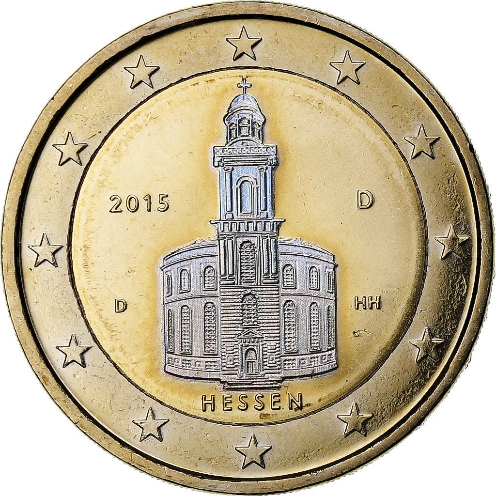 Alemanha, 2 Euro, Hessen, Iridescent, 2015, Munich, Bimetálico, MS(63)