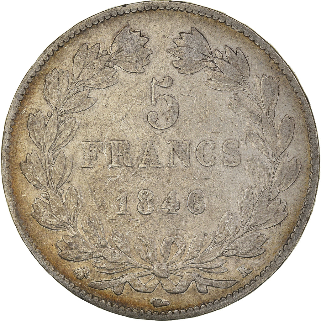 Coin, France, Louis-Philippe, 5 Francs, 1846, Bordeaux, VF(30-35), Silver
