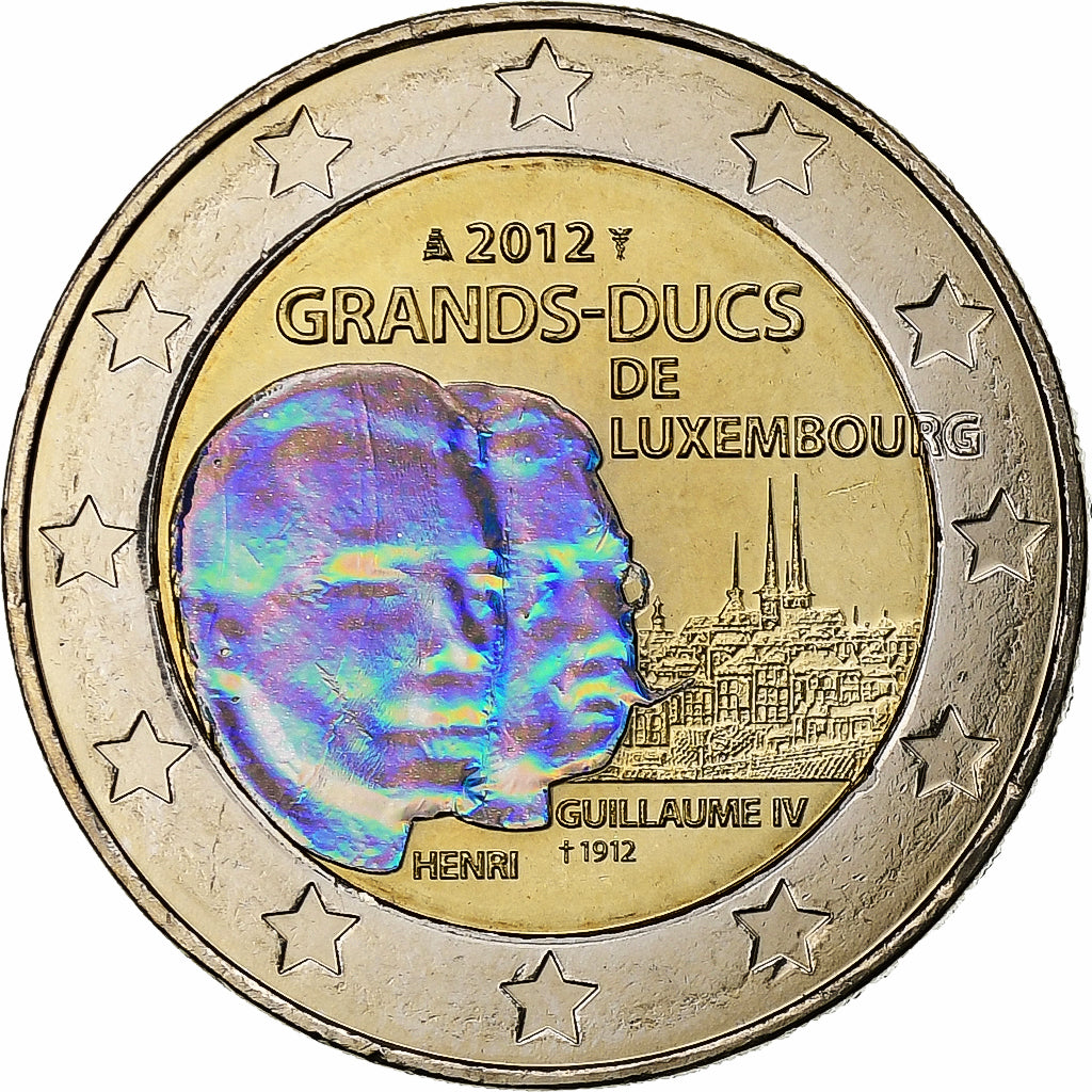 Luxemburgo, 2 Euro, Guillaume IV, Iridescent, 2012, Utrecht, Bimetálico, MS(63)