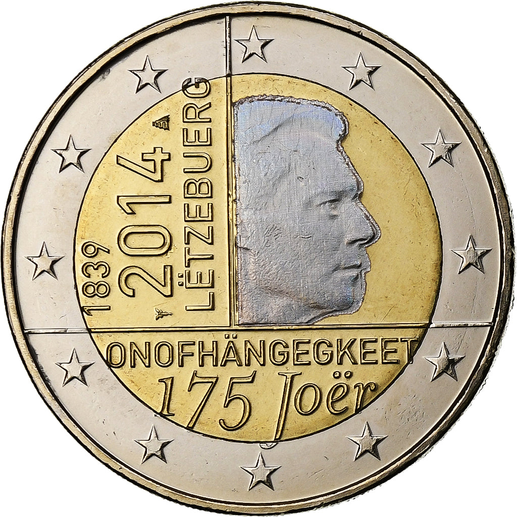 Luxemburg, 2 Euro, 175th Anniversary - Independence of Luxemburg, Iridescent