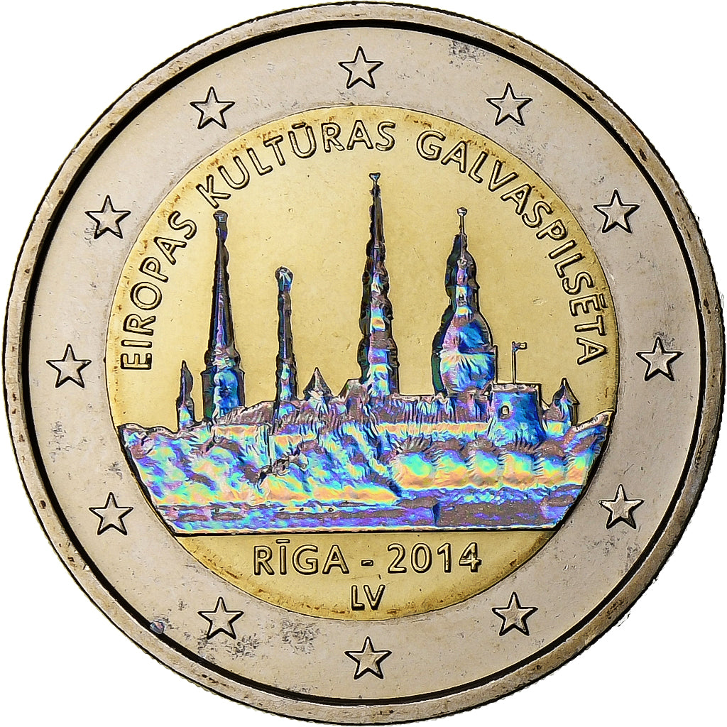 Latvia, 2 Euro, European Capital of Culture, Iridescent, 2014, Stuttgart