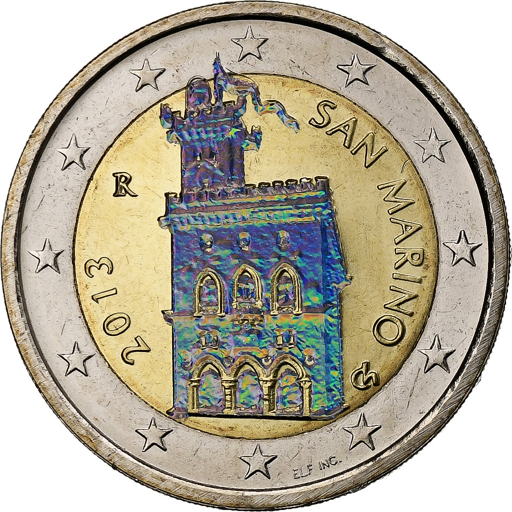 San Marino, 2 Euro, Iridescent, 2013, Rome, Bi-Metallic, UNZ