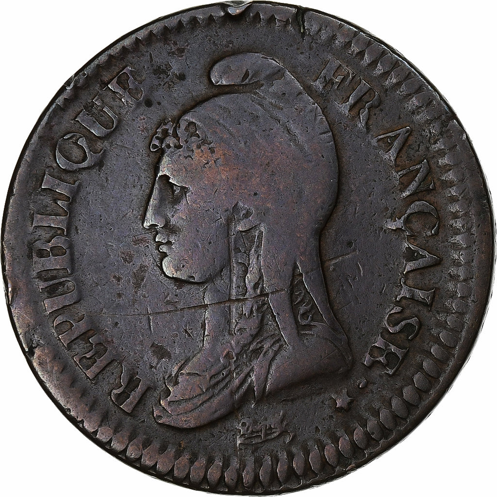 France, Decime, Dupré, AN 5, Paris, Copper, VF(20-25), Gadoury:185