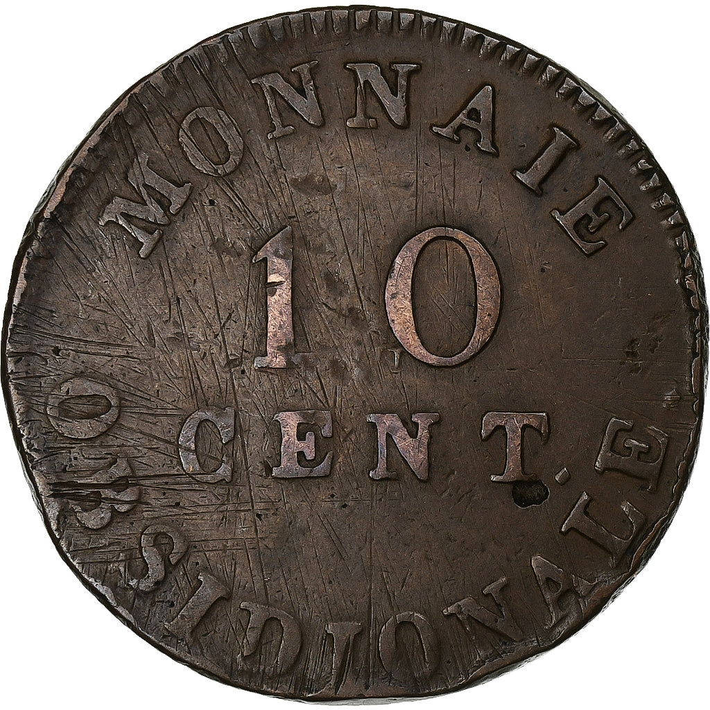 Francja, Napoleon I, 10 Centimes, 1814, Lille, Miedź, VF(20-25), Gadoury:191c