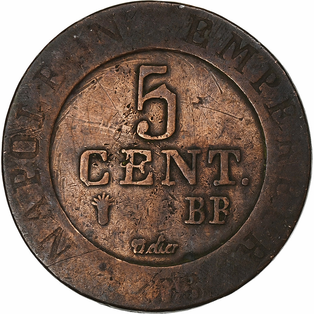 Frankreich, Napoleon I, 5 Centimes, 1808, Strasbourg, Kupfer, S, Gadoury:127