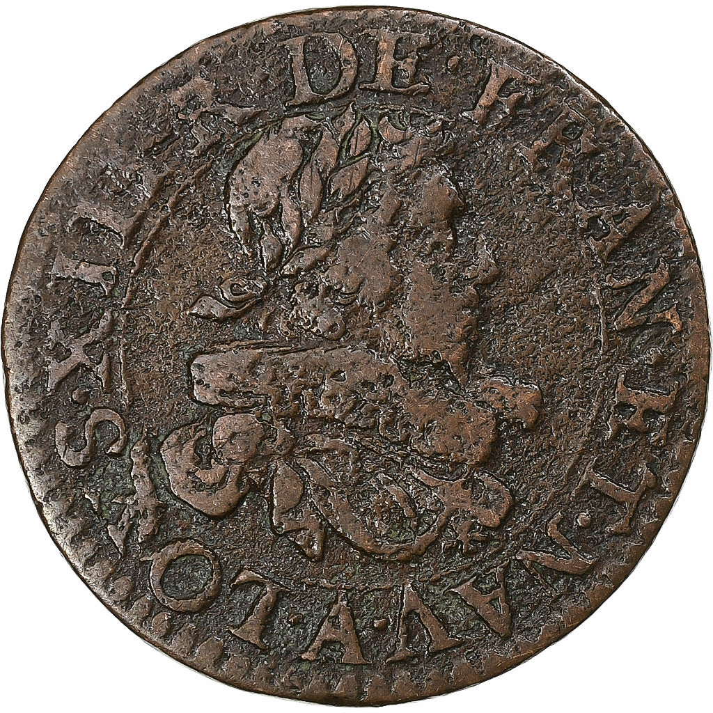 Frankrijk, Louis XIII, Double Tournois, 1629, Paris, Koper, FR