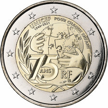 France, 2 Euro, 75 Anniversary UNICEF, 2021, Pessac, Bi-Metallic, MS(63)