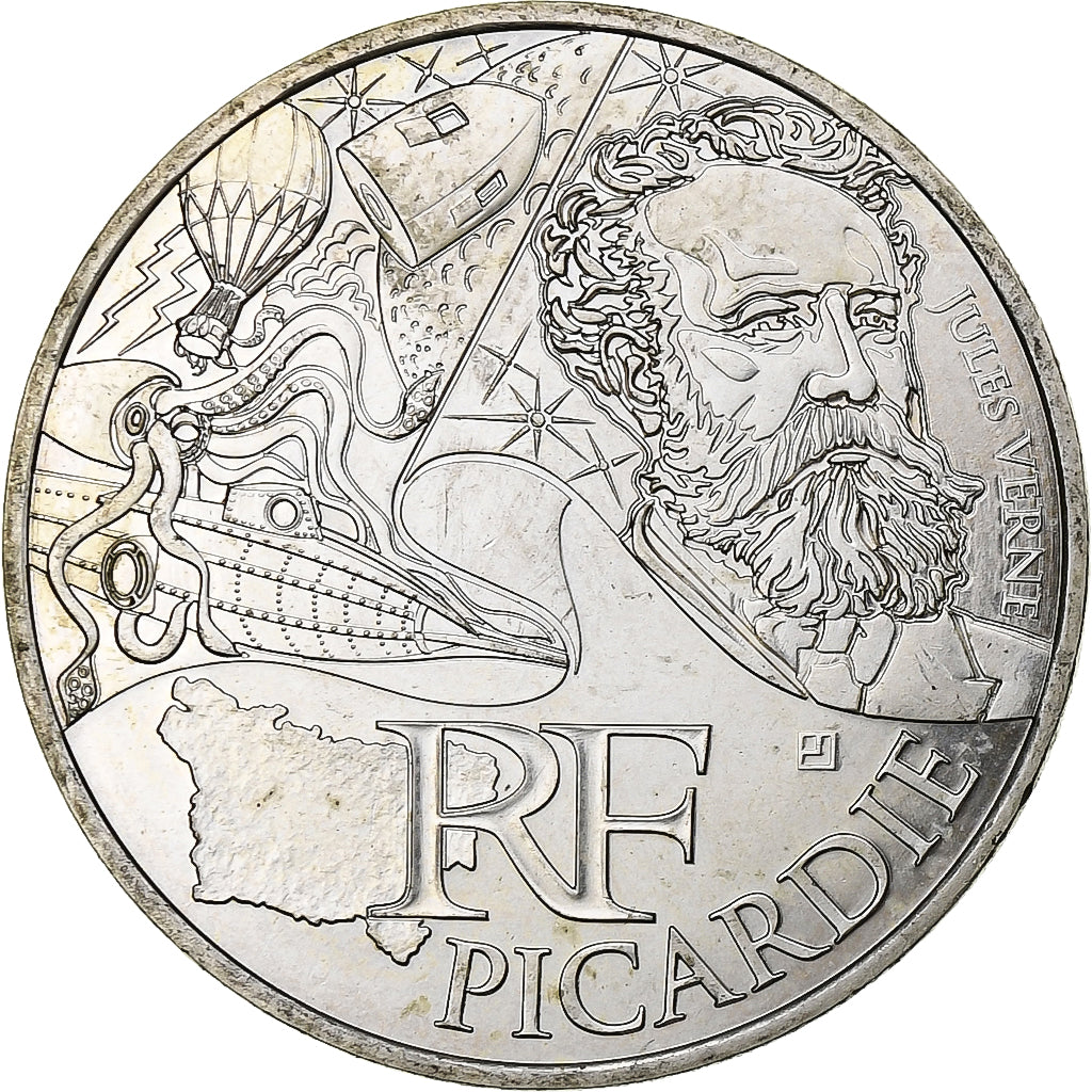 France, 10 Euro, Picardie, 2012, Pessac, Silver, MS(63)