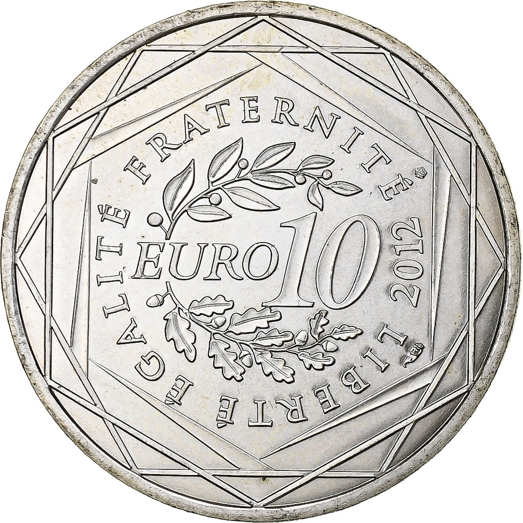 France, 10 Euro, Picardie, 2012, Pessac, Silver, MS(63)