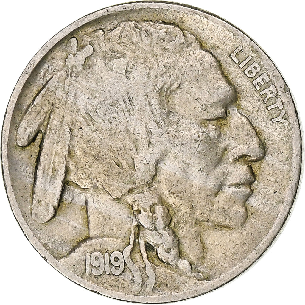 États-Unis, 5 Cents, Buffalo, 1919, Philadelphie, Nickel, TB+