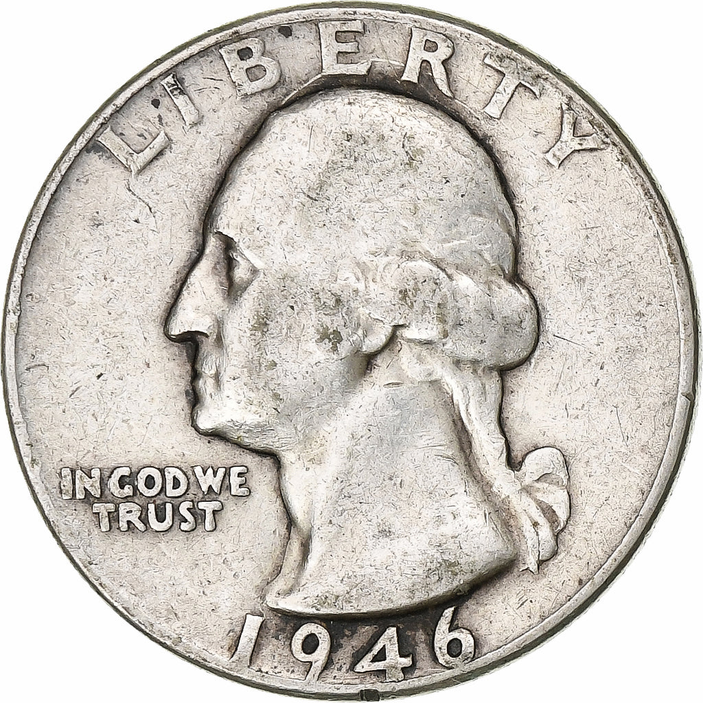Estados Unidos, Washington Quarter, 1946, Philadelphia, Plata, BC+