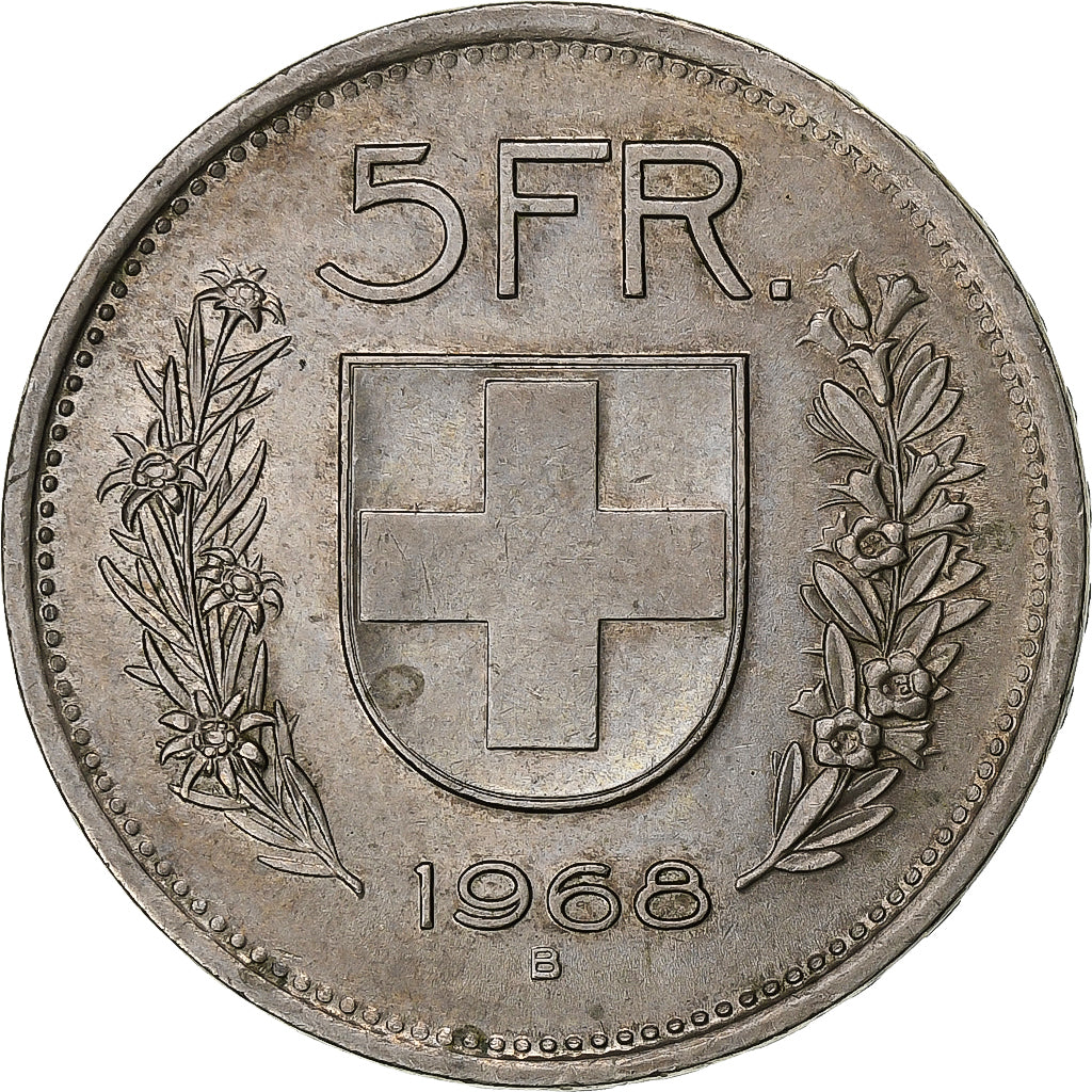 Suiza, 5 Francs, Herdsman, 1968, Bern, Cobre - níquel, MBC