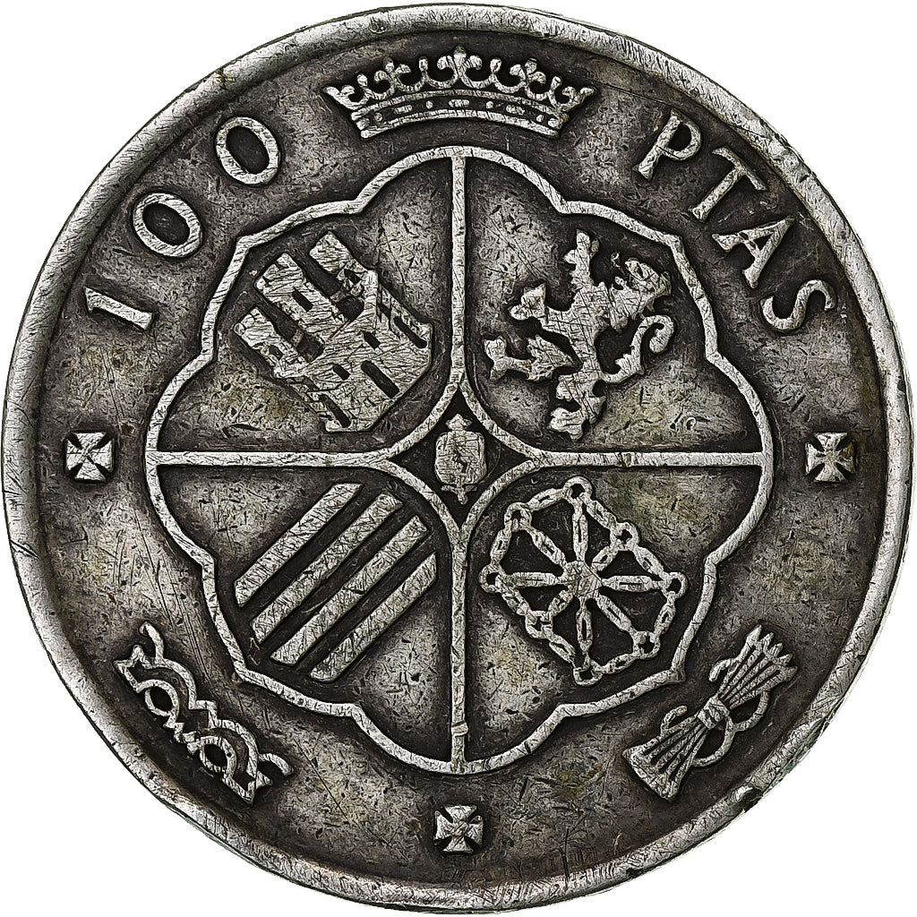 Spain, 100 Pesetas, 1966, Madrid, Silver, VF(20-25)