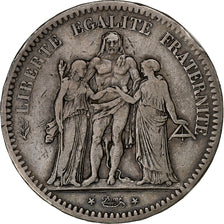 France, 5 Francs, Hercule, 1848, Paris, Silver, VF(20-25)