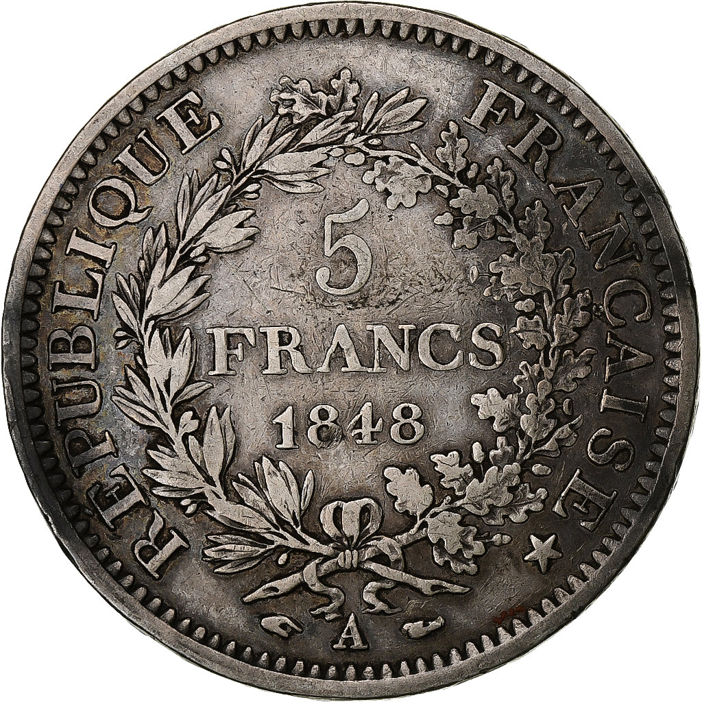 France, 5 Francs, Hercule, 1848, Paris, Silver, VF(20-25)