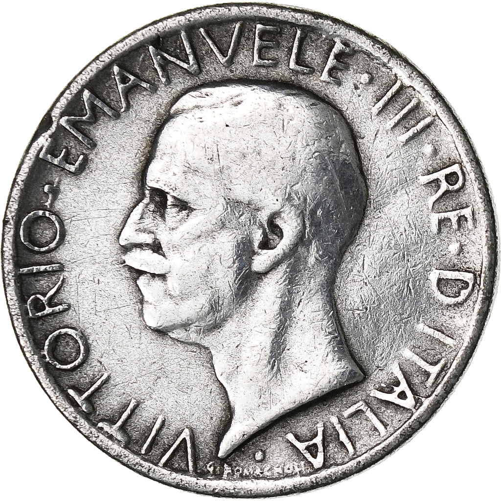 Włochy, Vittorio Emanuele III, 5 Lira, 1927, Rome, Srebro, VF(20-25)
