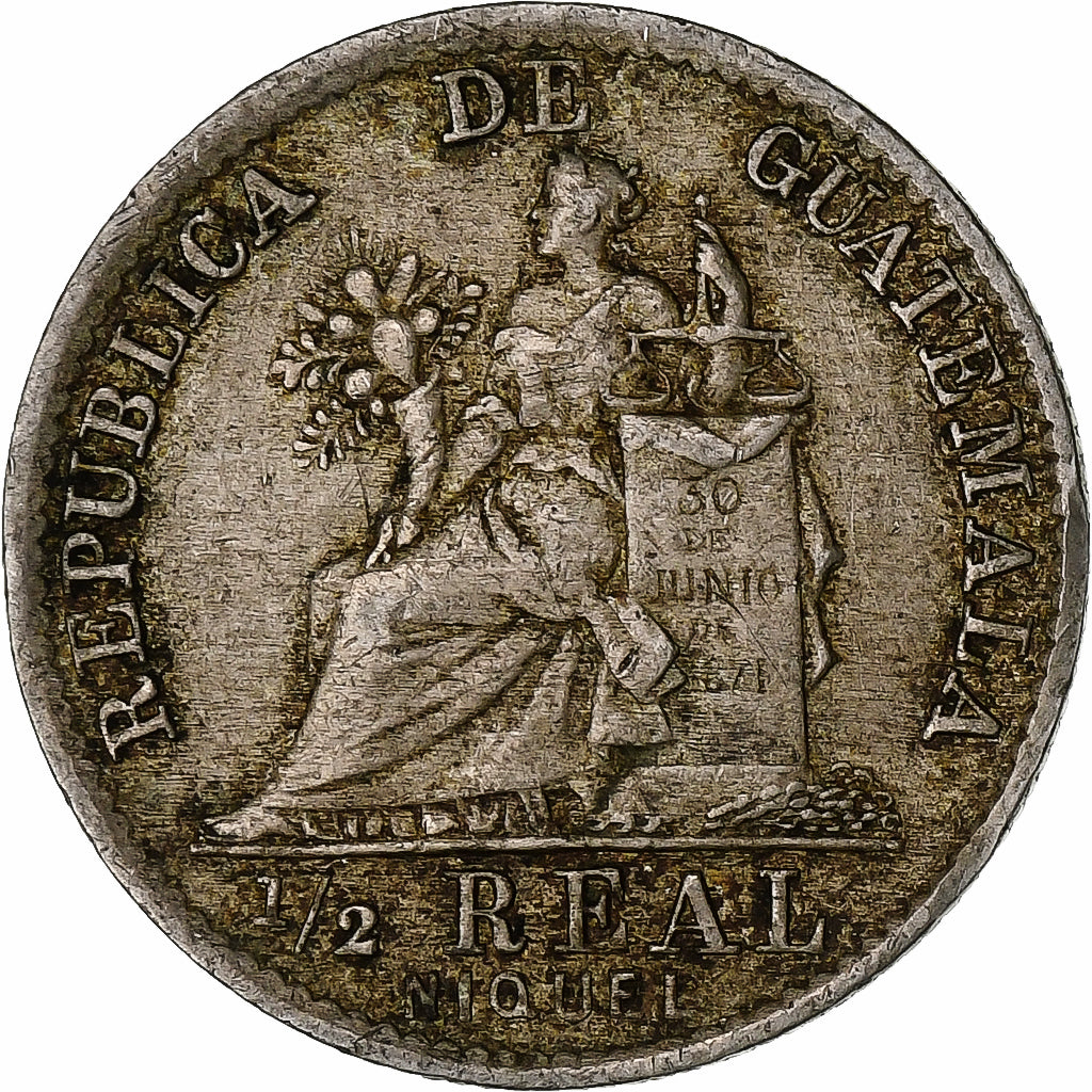 Guatemala, 1/2 Réal, 1900, Heaton, Copper-nickel, EF(40-45)