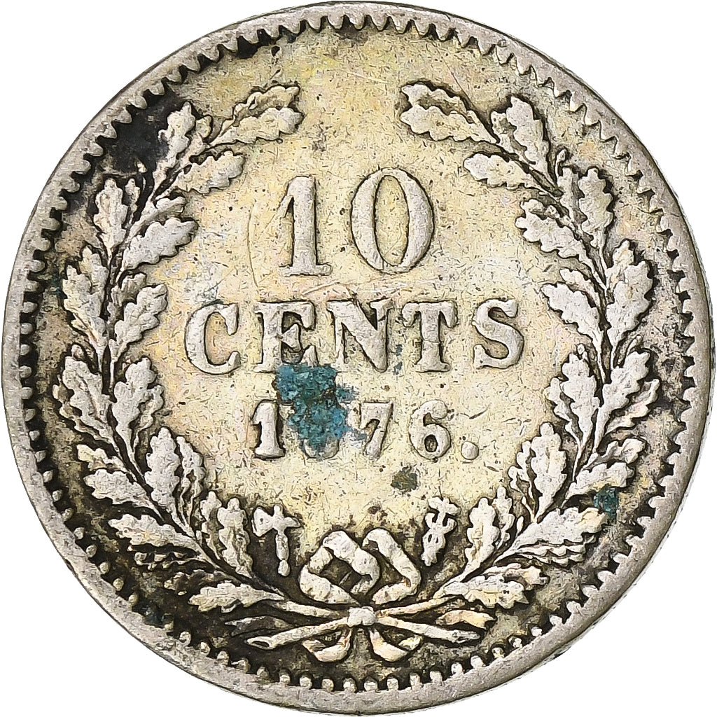 Holandia, William III, 10 Cents, 1876, Utrecht, Srebro, VF(20-25)