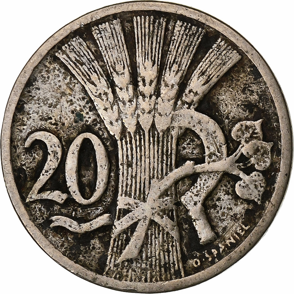 Checoslovaquia, 20 Haleru, 1921, Cobre - níquel, BC+