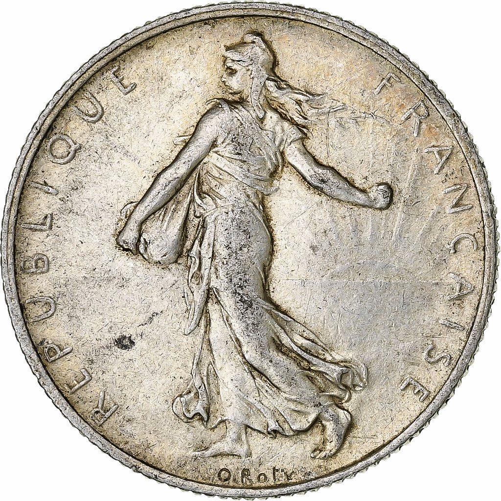 France, 2 Francs, Semeuse, 1916, Paris, Silver, VF(30-35)