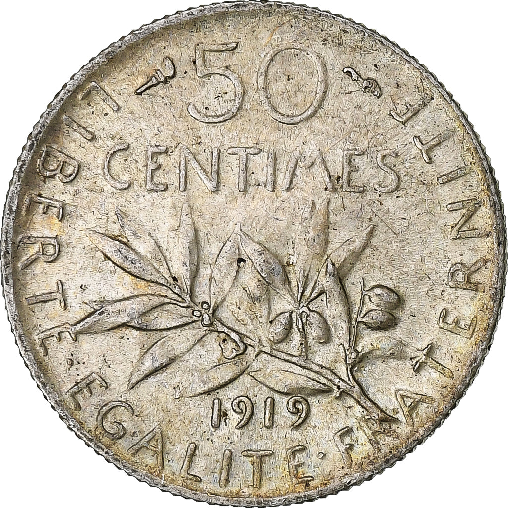 Frankreich, 50 Centimes, Semeuse, 1919, Paris, Silber, S