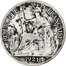 French Indochina, 20 Cents, 1921, Paris, Silver, VF(20-25)