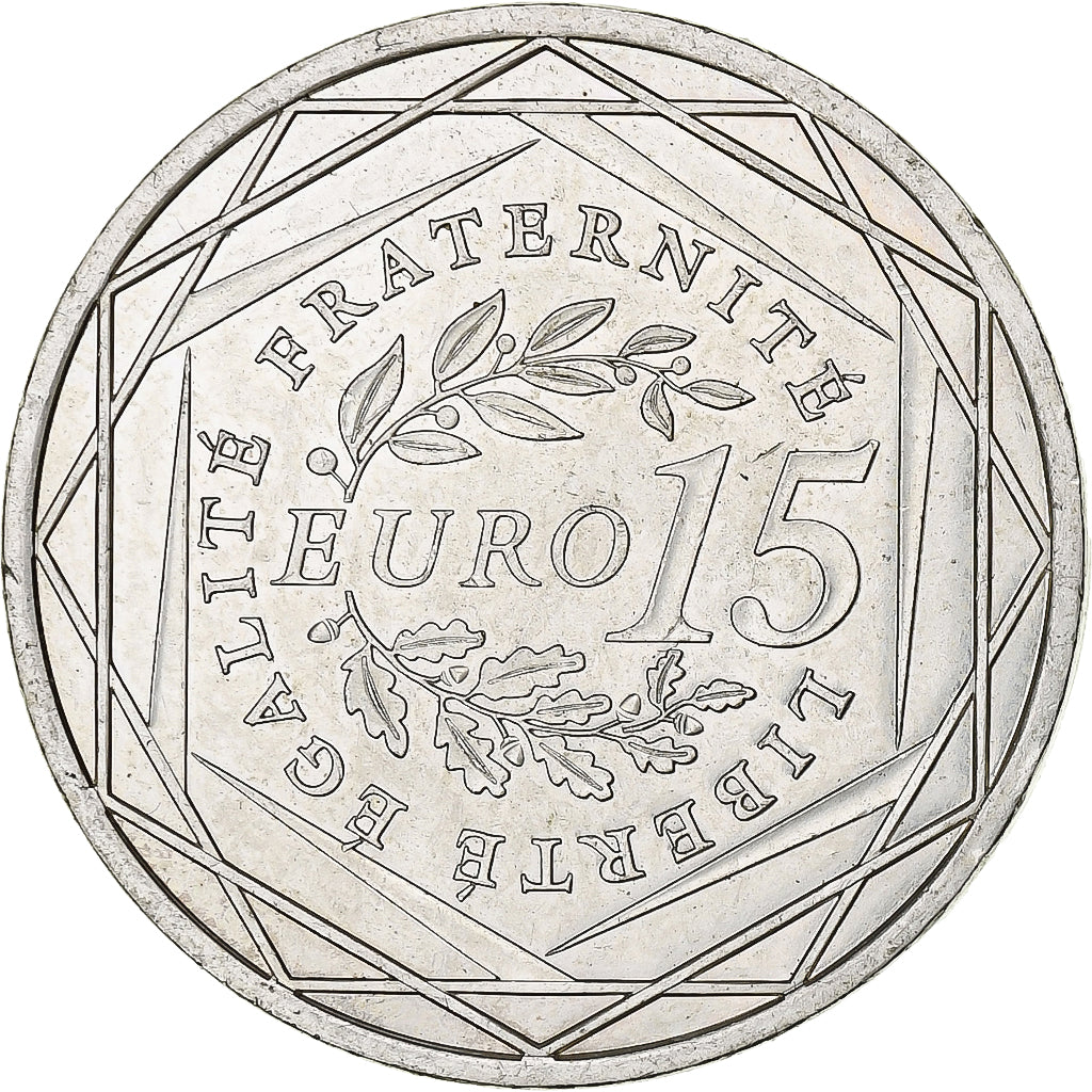 France, 15 Euro, Semeuse, 2008, Pessac, Silver, MS(63)