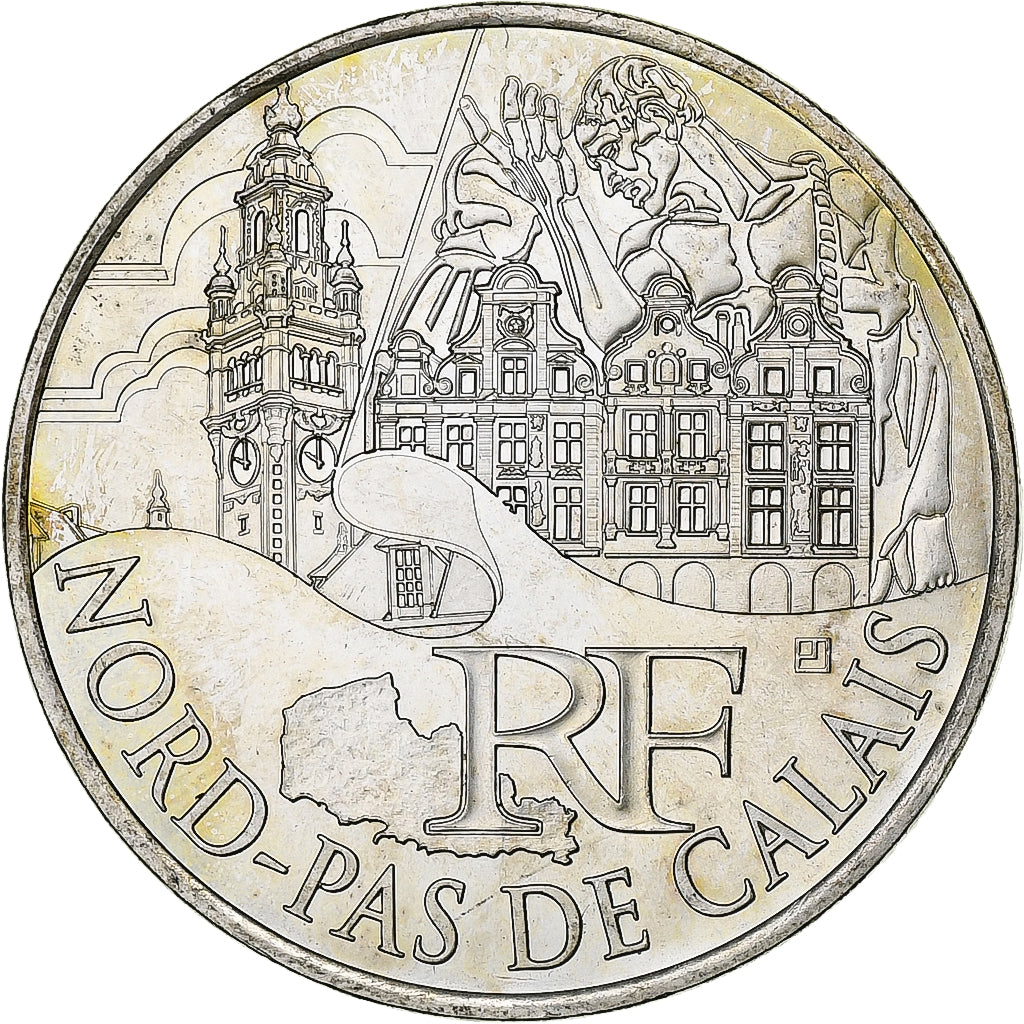France, 10 Euro, Nord-Pas-de-Calais, 2011, Pessac, Silver, MS(60-62)