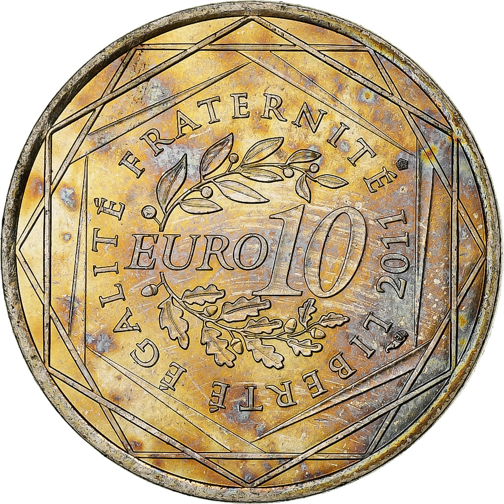 France, 10 Euro, Aquitaine, 2011, Pessac, Silver, MS(60-62)