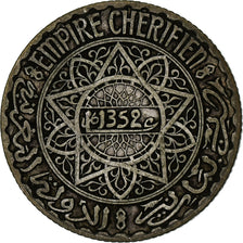Morocco, Mohammed V, 5 Francs, AH 1352/1933, Paris, Silver, EF(40-45)