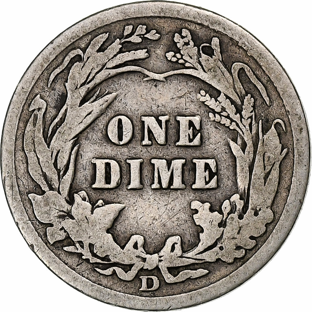 États-Unis, Dime, Barber, 1906, Denver, Argent, TB
