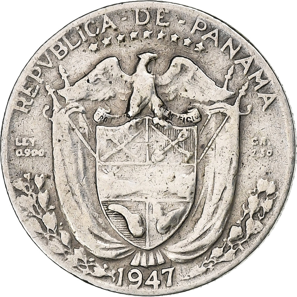 Panama, 1/10 Balboa, 1947, Philadelphia, Silver, VF(20-25)