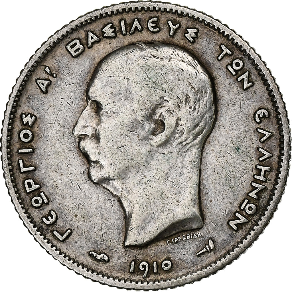 Griechenland, George I, Drachma, 1910, Paris, Silber, S+